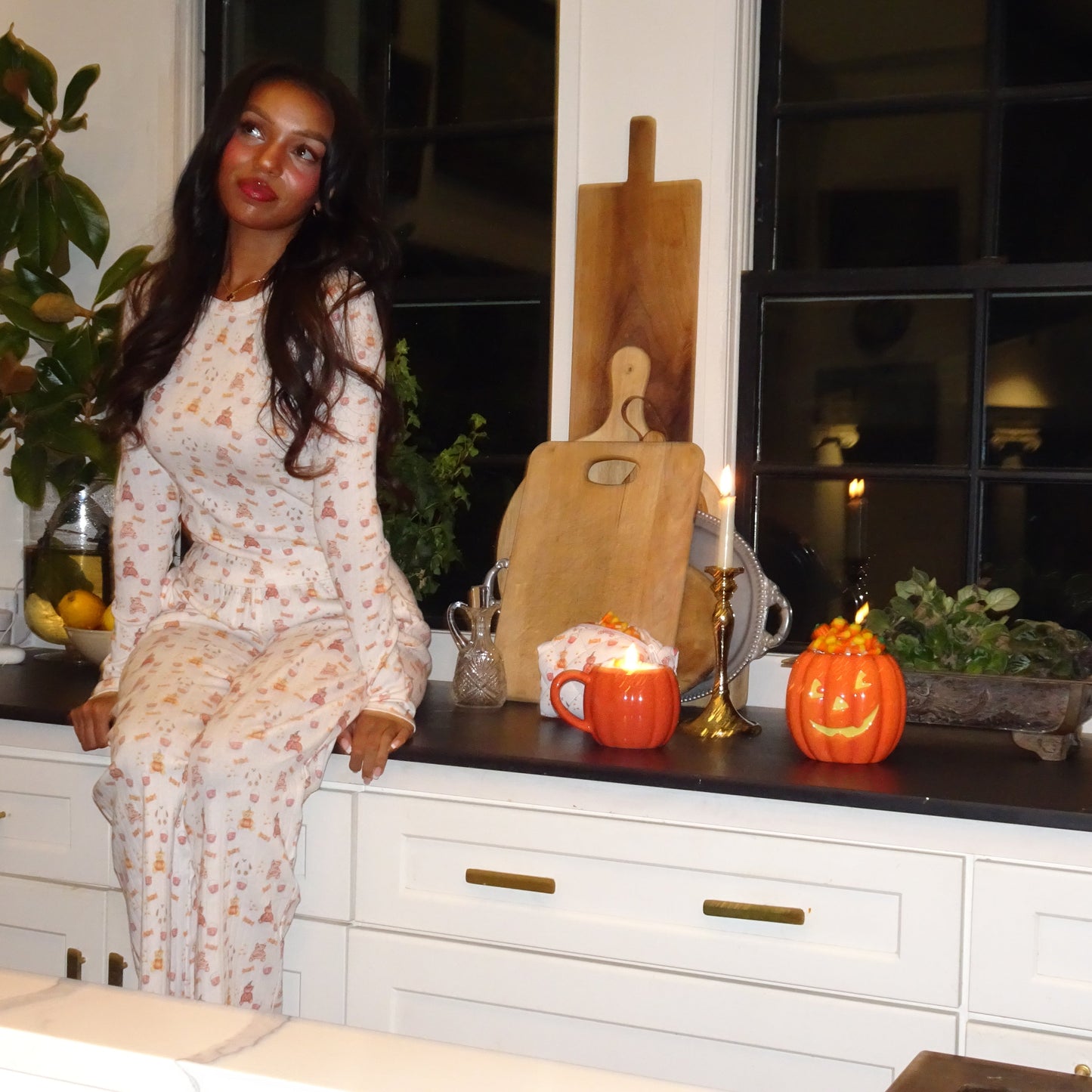 pointelle fall bear pajama set
