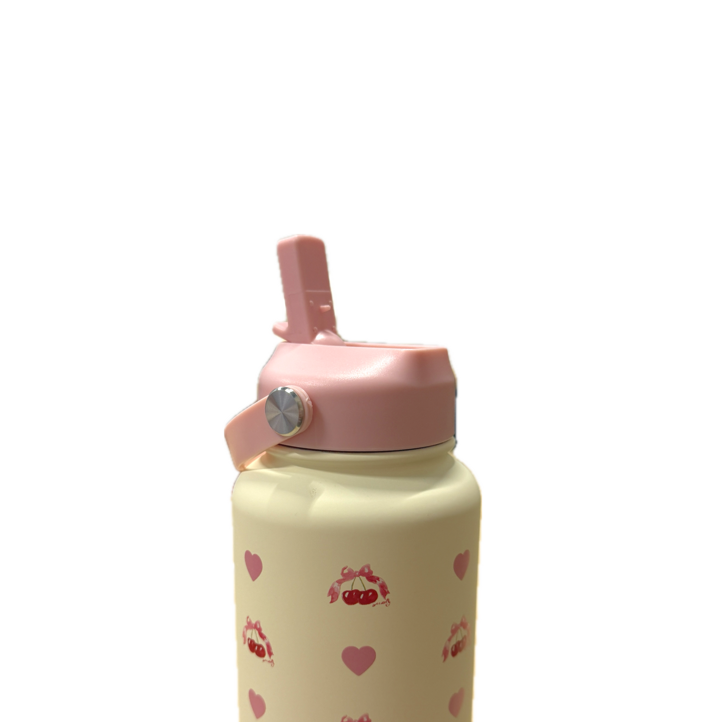 cherry water bottle with straw lid
