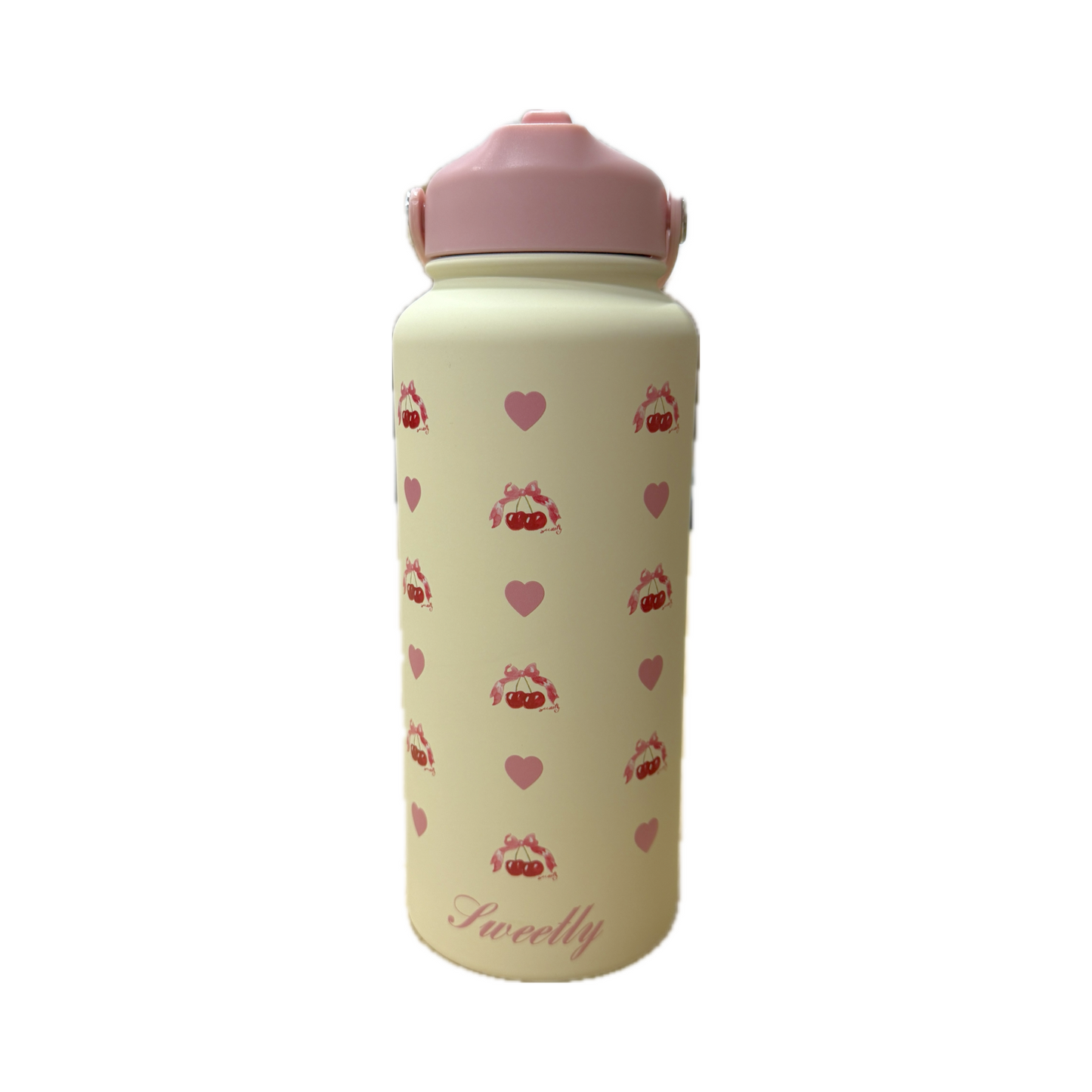 cherry water bottle with straw lid