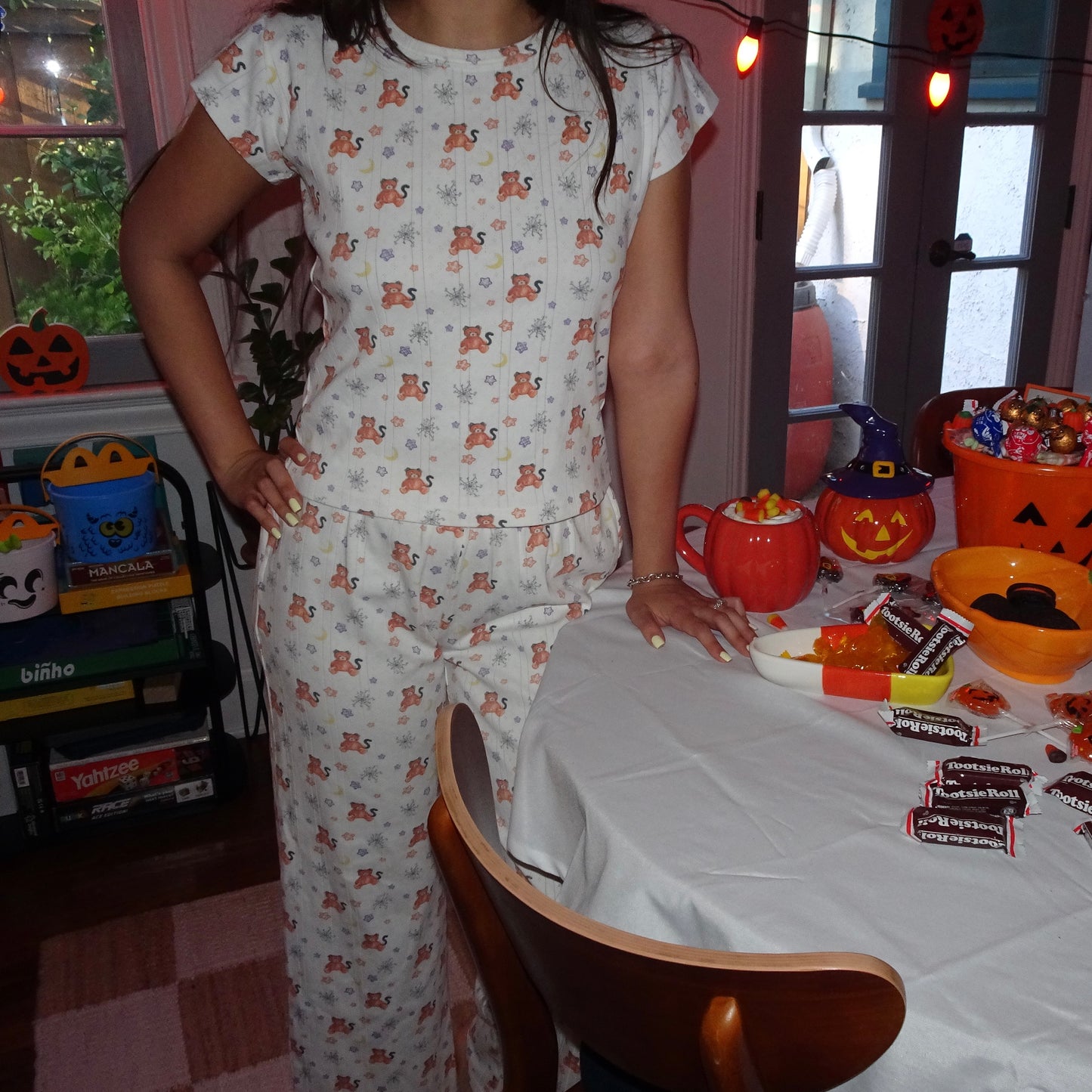 pre order kitten bear pointelle pj top