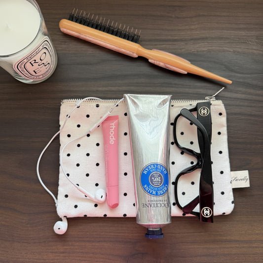 classic corduroy polka dot pouch