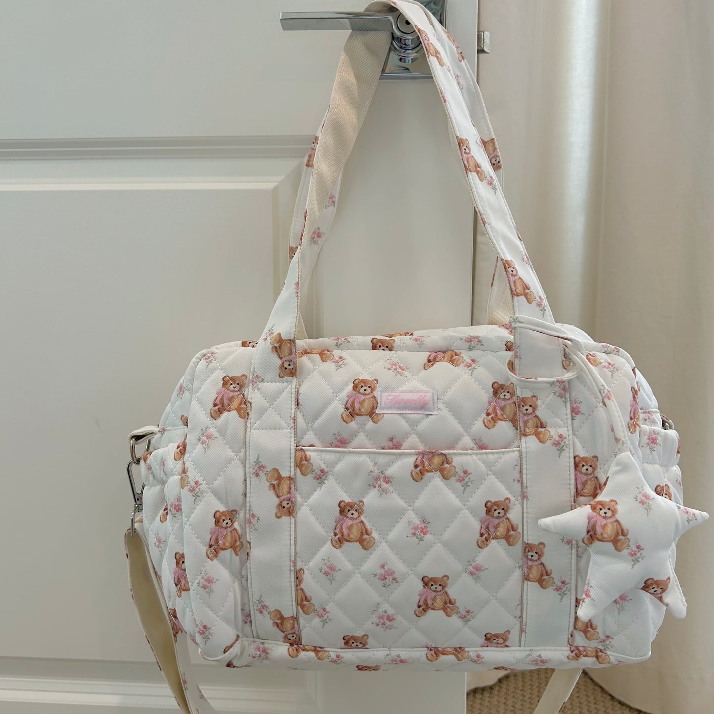 sweetly pink bear diaper bag