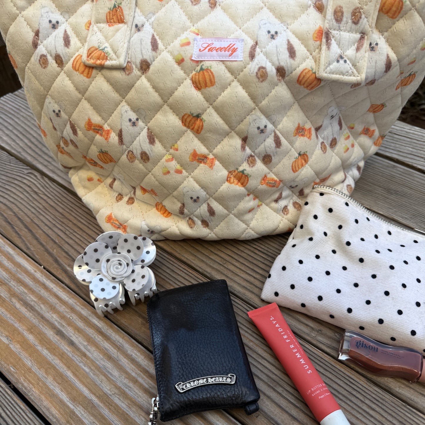 halloween ghost bear tote