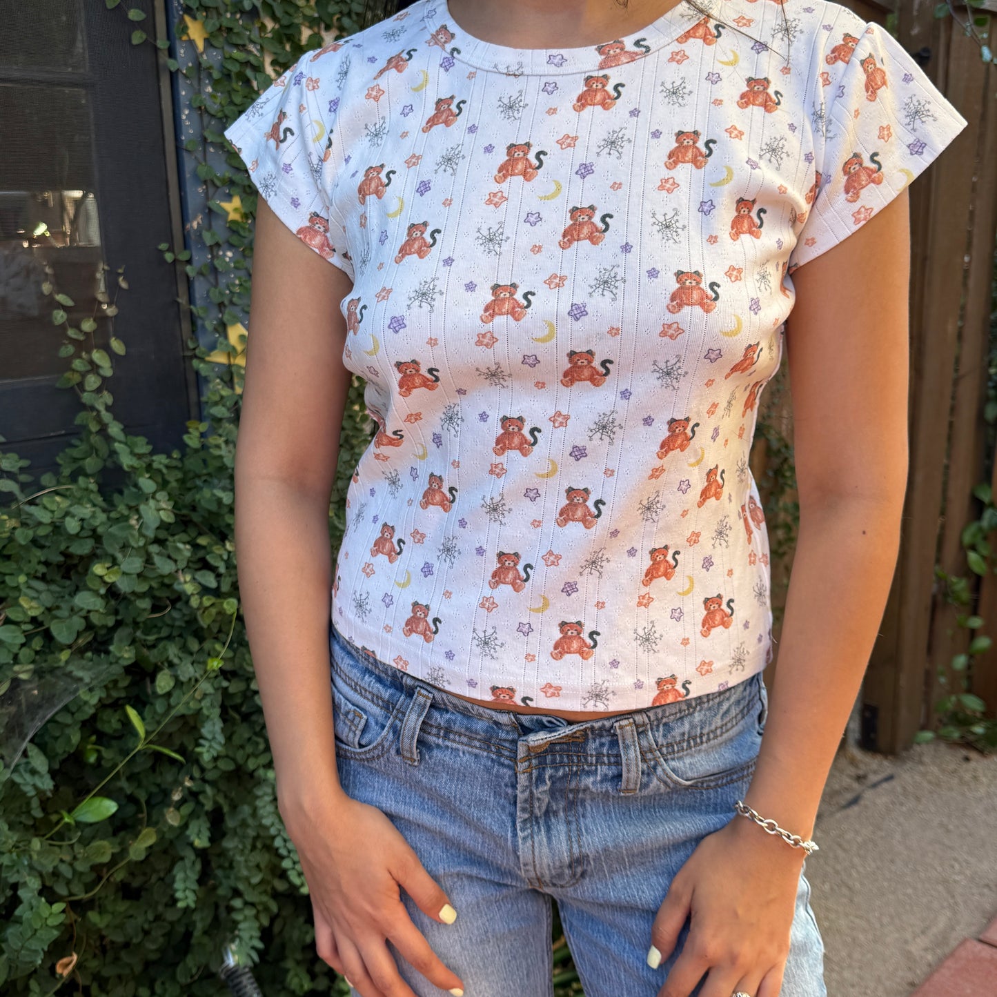 pre order kitten bear pointelle pj top
