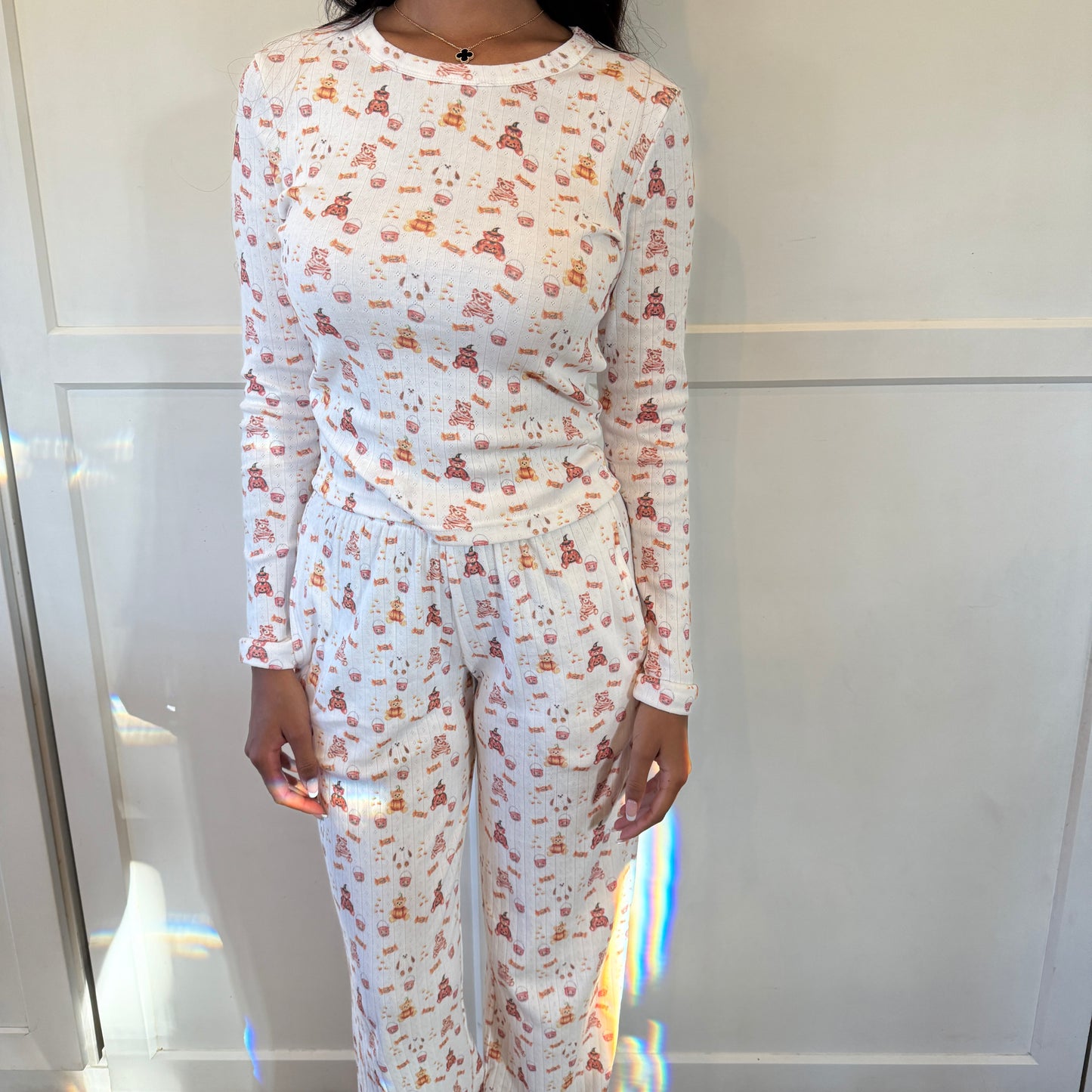 pointelle fall bear pajama set