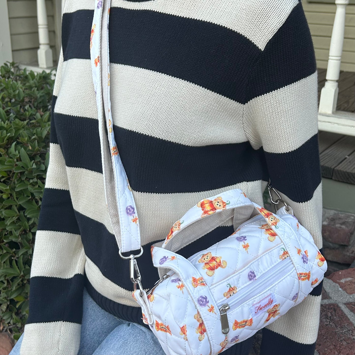 mini halloween crossbody barrel bag