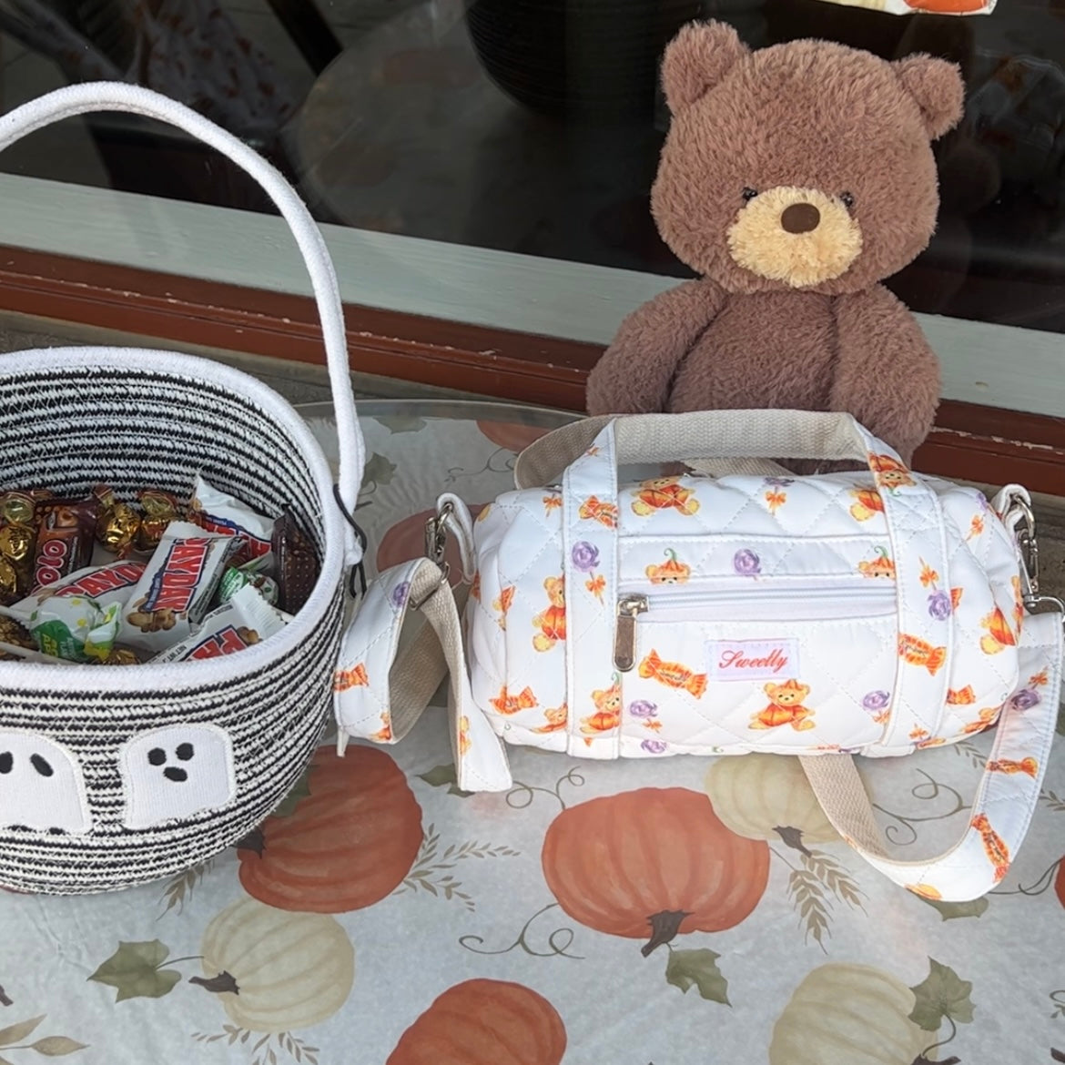 mini halloween crossbody barrel bag