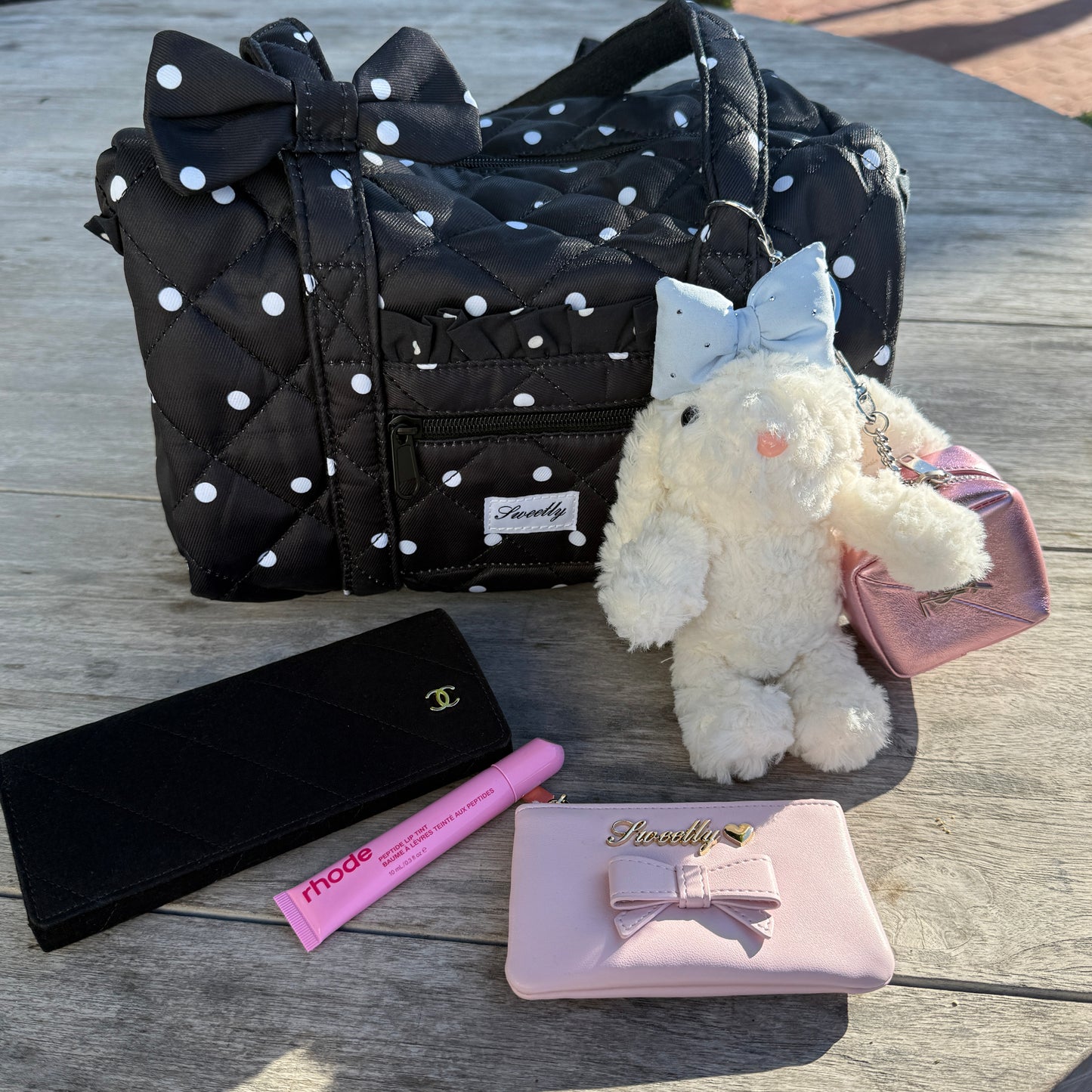 ruffle polka dot handbag