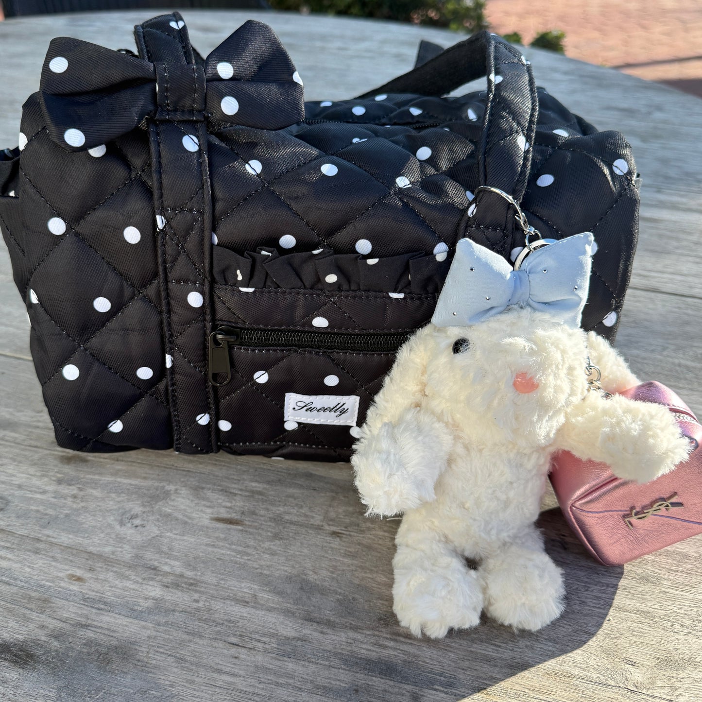 ruffle polka dot handbag