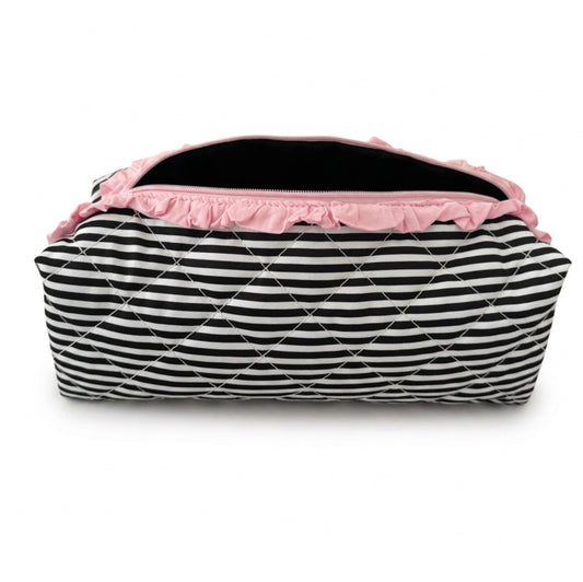 Classic Striped Ruffle Hair Accessory Pouch