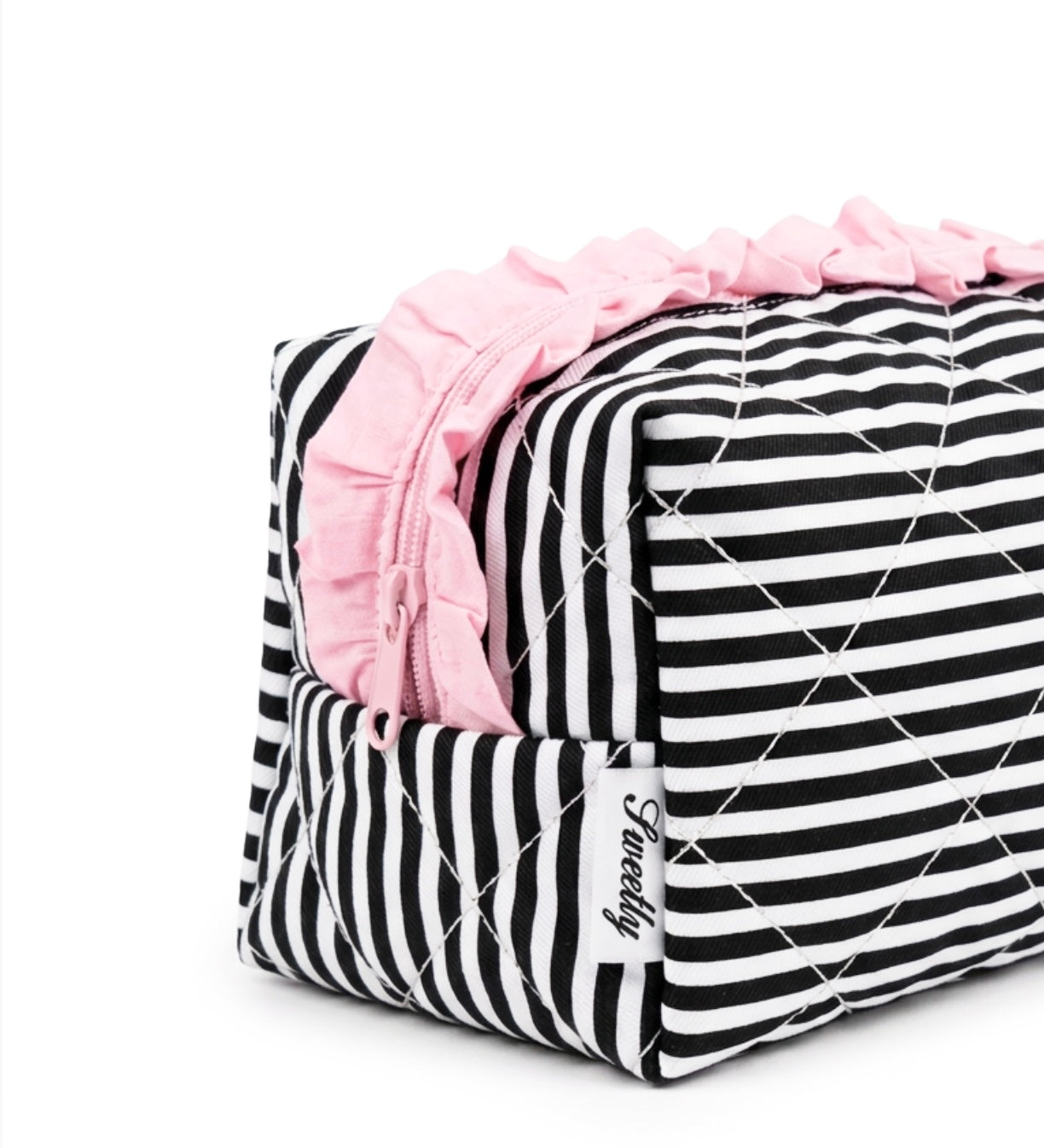 Classic Striped Ruffle Hair Accessory Pouch